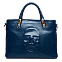 NPSJ Frauen-Punk Marineblau Gesicht Muster Leder Tragbare Tote 04-22