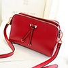 NPSJ Frauen Simple Red Doppel-Reißverschluss Leder tragbare Schultertasche 8.4