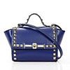 NPSJ Frauen Vintage Blue Rivet Metallschnalle Leder Tragbare Tote 04-1