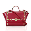 NPSJ Frauen Vintage Wine Rivet Metallschnalle Leder Tragbare Tote 04-1