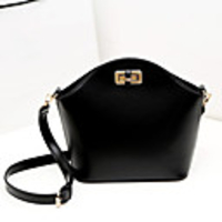 NPSJ Frauen Wunderschöne Black Metal Buckle Leder Ultra-Large-Capacity-Schultertaschen 04-13
