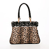 NPSJ Frauen Wunderschöne Kaffee-Leopard-Druck Cony Haar Tote 04-14