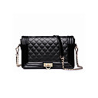 Nucelle Black Cow Leather Arygle Schloss Umhängetasche