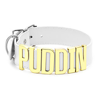 Puddin Choker High Neck weißer Gürtel Buchstabe Gold Halskette Kragen verstellbare Mode für Frauen Mädchen Erwachsene Kinder Prime Lightinthebox