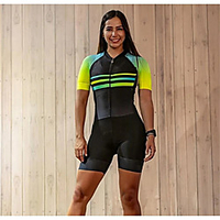 Radtrikot kurzarm mit Shorts Triathlon Triathlonanzug schwarz / gelb Fahrrad schnell trocknend Sportbekleidung Bekleidung Lightinthebox