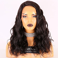 Remy Menschenhaar Spitzenfront Perücke Seitenteil Stil Brasilianisches Haar Wellen Schwarz Perücke 150% Haardichte mit Babyhaar Neues Design Dick Damen Kurz Mittlerer Länge Echthaar Perücken mit Lightinthebox