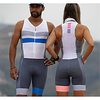 ärmelloses Radtrikot mit Shorts Triathlon Trisuit blauweiß Fahrrad schnell trocknend Sport gemusterte Bekleidung Lightinthebox