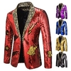 Scheibe Disko 1980er Herbst Weihnachtsanzüge Smoking Anzüge Blazer Ansteckkragen Blazer Herren Erwachsene Pailletten Polyester Kostüm Golden / Purpur / Schwarz Jahrgang Cosplay Party Halloween Klub Lightinthebox