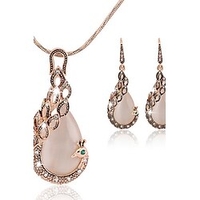 Schmuckset Ohrstecker For Damen Kubikzirkonia Party Hochzeit Besondere Anlässe Rosegold Synthetische Edelsteine Zirkonia Birne Pfau Rotgold / Anhänger Halskette / Jahrestag / Geburtstag / Geschenk Lightinthebox