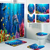 Sea World Delphin Duschvorhang Set Bad Duschvorhang rutschfeste Badematte WC Deckel und wasserdichte Bad Teppich Set Polyester mit 12 Haken,  72 x72 4St Lightinthebox