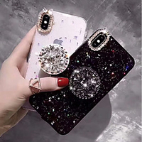 Telefon Hülle Handyhüllen Für Apple Rückseite iPhone 12 Pro Max 11 SE 2020 X XR XS Max 8 7 6 Strass mit Halterung Glänzender Schein Hart TPU Lightinthebox