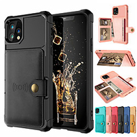 Telefon Hülle Handyhüllen Für Apple Rückseite Ledertasche Brieftasche Kartenetui iPhone 12 Pro Max 11 SE 2020 X XR XS Max 8 7 6 Geldbeutel Kreditkartenfächer Stoßresistent Volltonfarbe PU-Leder PC Lightinthebox