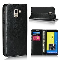 Telefon Hülle Handyhüllen Für Samsung Galaxy Ganzkörper-Gehäuse Ledertasche Brieftasche Kartenetui J7 J6 J5 J3 Geldbeutel Kreditkartenfächer mit Halterung Volltonfarbe Hart Echtleder Lightinthebox