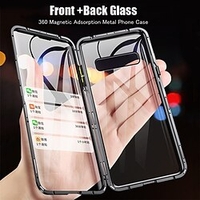 Telefon Hülle Handyhüllen Für Samsung Galaxy Ganzkörper-Gehäuse Magnetischer Adsorptionsfall S9 S9 Plus S10 S10 Plus Flipbare Hülle Transparent Magnetisch Durchsichtig Gehärtetes Glas Metall Lightinthebox