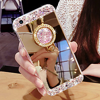 Telefon Hülle Handyhüllen Für Samsung Galaxy Rückseite S9 S9 Plus S8 Plus S8 S7 Kante S7 S10 S10 Galaxy S10 E. Galaxy S10 5G Strass Inhaber anrufen Spiegel Volltonfarbe TPU Lightinthebox