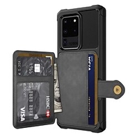 telefonhülle für samsung galaxy rückseitige abdeckung leder s22 s21 s20 plus ultra s10 s9 plus note20 ultra note10 pro brieftasche kartenhalter stoßfest einfarbiges pu-leder pc Lightinthebox