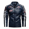 Thermo-Fleece gefütterte Patchwork-Moto-Racer-Kunstjacke für Herren Lightinthebox