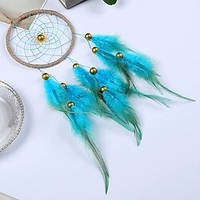 Traumfänger handgemachtes Geschenk blaue Feder hängende Perlen Wandbehang dekorative Kunst Boho-Stil 1140cm Lightinthebox