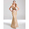Trompete / Meerjungfrau Elegant Party Wear Formeller Abend Kleid V-Ausschnitt Ärmellos Boden-Länge Taft mit Rüschen 2020 Lightinthebox
