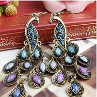 Tropfen-Ohrringe Ohrringe baumeln For Damen Kubikzirkonia Party Besondere Anlässe Jahrestag Zirkonia Strass Aleación Lang Marquise Pfau Silber Blau Lightinthebox