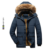 warme Herren Fleecejacke abnehmbarer Kunstpelz Kapuzenparka dicker Reißverschlussmantel Windjacke Wintermantel Outdoor winddicht leichte Oberbekleidung Top Skifahren Ski Snowboard Angeln braun navy Lightinthebox