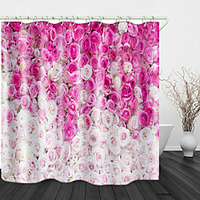 wasserdichter Stoff-Duschvorhang mit rosa Rosendruck für die Wohnkultur des Badezimmers Lightinthebox