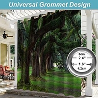 Wasserdichter Vorhang für den Außenbereich,  Schiebevorhänge für Terrassen,  Pergola-Vorhänge,  Öse,  3D-Waldlandschaft für Pavillon,  Balkon,  Veranda,  Party,  1 Paneel