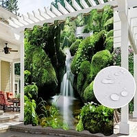 Wasserdichter Vorhang für den Außenbereich,  Schiebevorhänge für Terrassen,  Pergola-Vorhänge,  Öse,  3D-Waldlandschaft für Pavillon,  Balkon,  Veranda,  Party,  1 Paneel