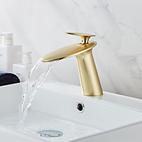 Wasserhahn-Set - Wasserfall Gebürstet / Rotgold Mittellage Einhand Ein LochBath Taps Lightinthebox