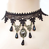 Wassertropfen Muster Black Lace Gothic Lolita Halskette