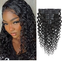 Wasserwellen-Clip-in-Haarverlängerungen,  Echthaar-Extensions für Frauen,  doppelter Schuss,  8 Stück,  18 Clips,  110 g,  tiefe lockige Haarverlängerungen,  Clip-in-Echthaar,  natürliche Farbe