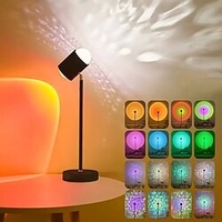 Wasserwelligkeit,  LED-Nachtlampe,  Atmosphäre,  RGB,  mit Fernbedienung,  Sonnenuntergang,  Regenbogen für Wohnzimmer,  Schlafzimmer,  Nachttischlampe,  Doppelkopf-Projektion,  Live-Übertragung, 