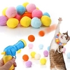 Way Ginki Katzen-Teaser-Spielzeugball,  1 Spielzeugwerfer,  20 Stück Startball,  interaktives Spielzeug,  selbsttätiges Hi-Spielzeug,  beruhigender,  leiser Ball,  leiser Plüsch,  elastischer Ball,  bissfester
