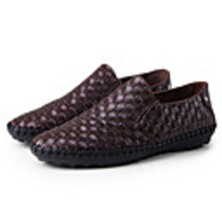 Wayaly Europäischen britischen Weaving Business Casual Peas Schuhe (Schwarz,  Braun)