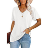 Waymaker Damen Kurzarm solide T-Shirt lässig V-Ausschnitt locker sitzen T-Shirt niedlich lässig Top weiß Lightinthebox