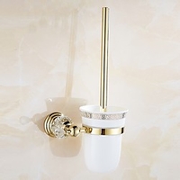 WC-Bürstenhalter-Set neoklassische Zinklegierung Material für Badezimmer Messing poliert golden 1 Stück Lightinthebox