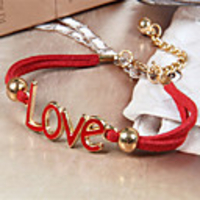 WCY Koreanisch Refinement Nettes Liebes-Weave-Armbänder (Red)