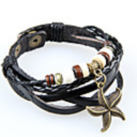 WCY Koreanisch Refinement Vintage-Strands Weave Armbänder (Schwarz)