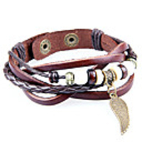 WCY Koreanisch Refinement Weinlese-Punk Weave Armbänder (Kaffee)