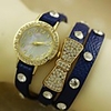 WDL Mode Rivet Bow Dekorative Leder-Armband-Uhr