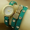 WDL Mode Rivet Bow Dekorative Leder-Armband-Uhr