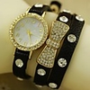 WDL Mode Rivet Bow Dekorative Leder-Armband-Uhr