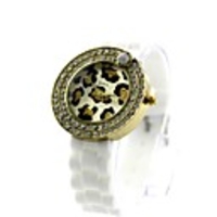 WDL Sport Diamant Dekorative Leopardenmuster Silica Gel-Armbanduhr
