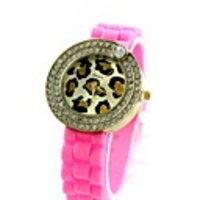 WDL Sport Diamant Dekorative Leopardenmuster Silica Gel-Armbanduhr
