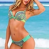 WDM Frauen Europas Sexy Blumendruck Verlockend Bikini (Grün)
