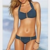 WDM Frauen Europas Sexy Pure Color Verlockend Bikini (Blau)
