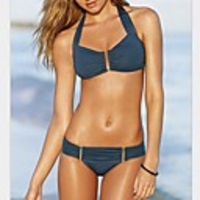 WDM Frauen Europas Sexy Pure Color Verlockend Bikini (Blau)