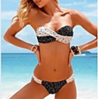 WDM Frauen Europas Strass Sexy Bandeau Bikini Einzigartige (Screen Color)