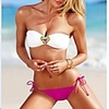 WDM Frauen Europas Strass Sexy Bandeau Einzigartige Bikini (Fuchsia)