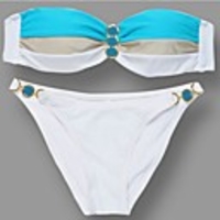 WDM Frauen Sexy Bandeau Bikini Seductive Kontrast Farbe (blau)